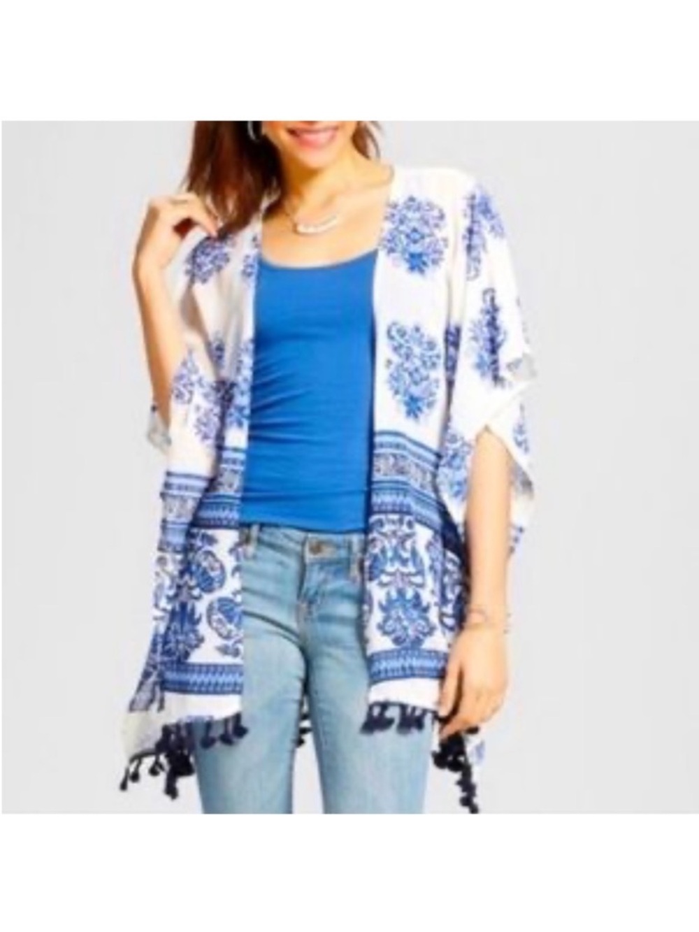 Blue & White Floral Kimono Cover-Up size XS/S